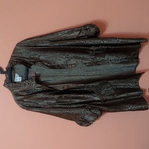 Ulla Popken elegant green brown snake print  A-line coat jacket 24/26